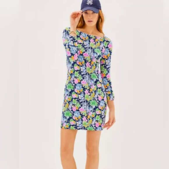 New Lilly Pulitzer x Disney Sophie Stretch Sheath Dress Agean Blue Pink Green M - Picture 1 of 11